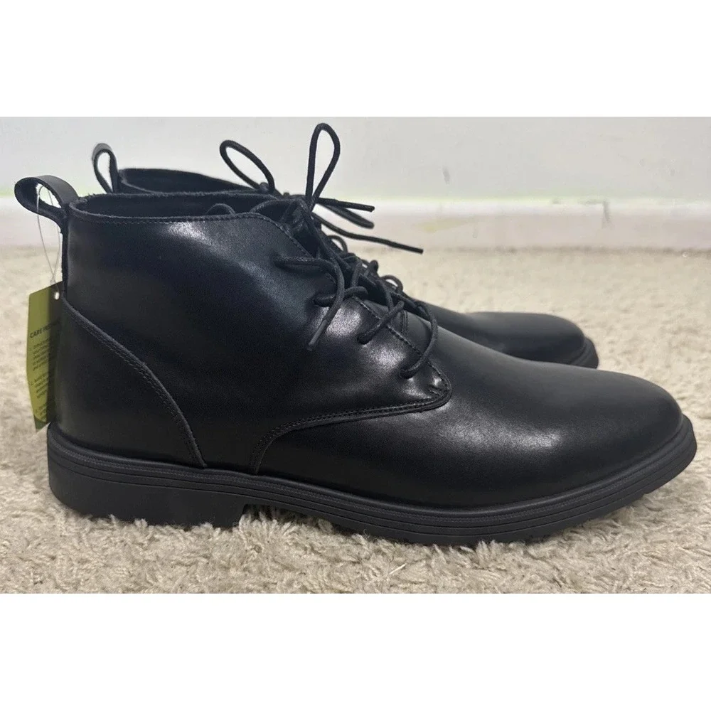Orthocomfoot Black Orthopedic Leather Chukka Boots Mens 12M Arch Support Comfort